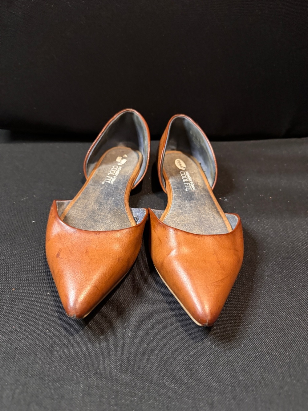 Pointed D'Orsay Flats in Cognac Brown